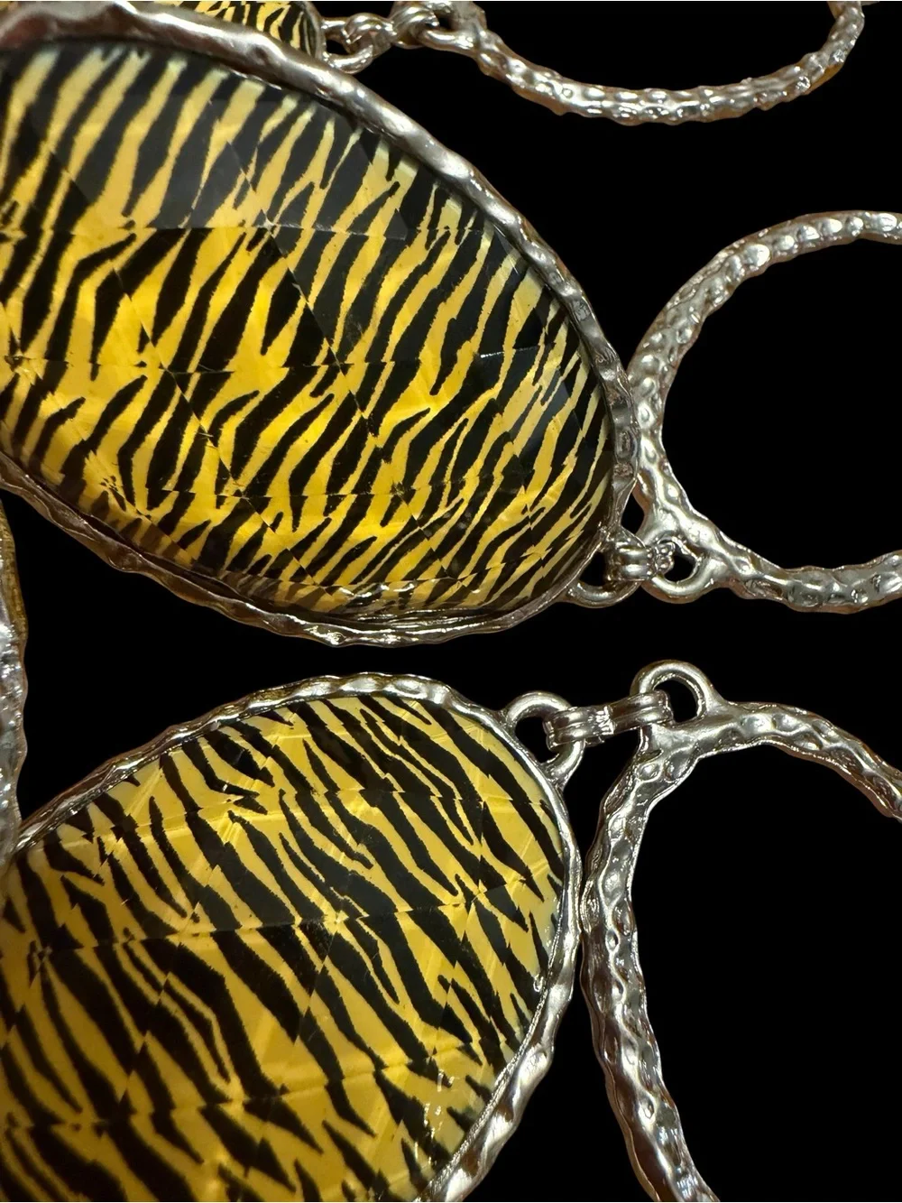 Vintage Cache Tiger Stripe Chain Belt Silver Tone Adjustable 35-40” Y2K Glam